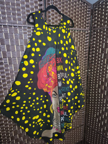 05.14.25 NF Umbrella Dress (OS=M-2X)Blk Yel Dots Lady I am Blk NEW