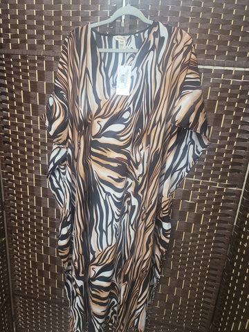 8.12.25 GypsieBlu OSFM Kaftan BlkBrn AnimPrt NEW
