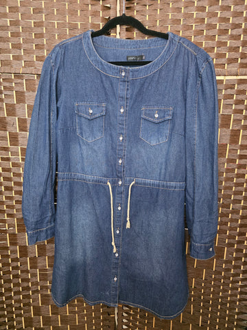 10.08.25 (XXL=XL) Denim Dress Drawstring RStone Buttons