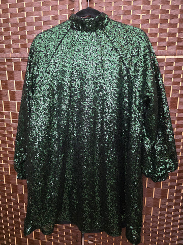 10.08.25 H&M (M) DarkGrn Seq DressTop NEW