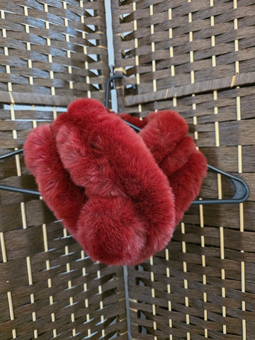 01.26.26 Rabbit Fur OSFM Wine Neck Scarf NEW