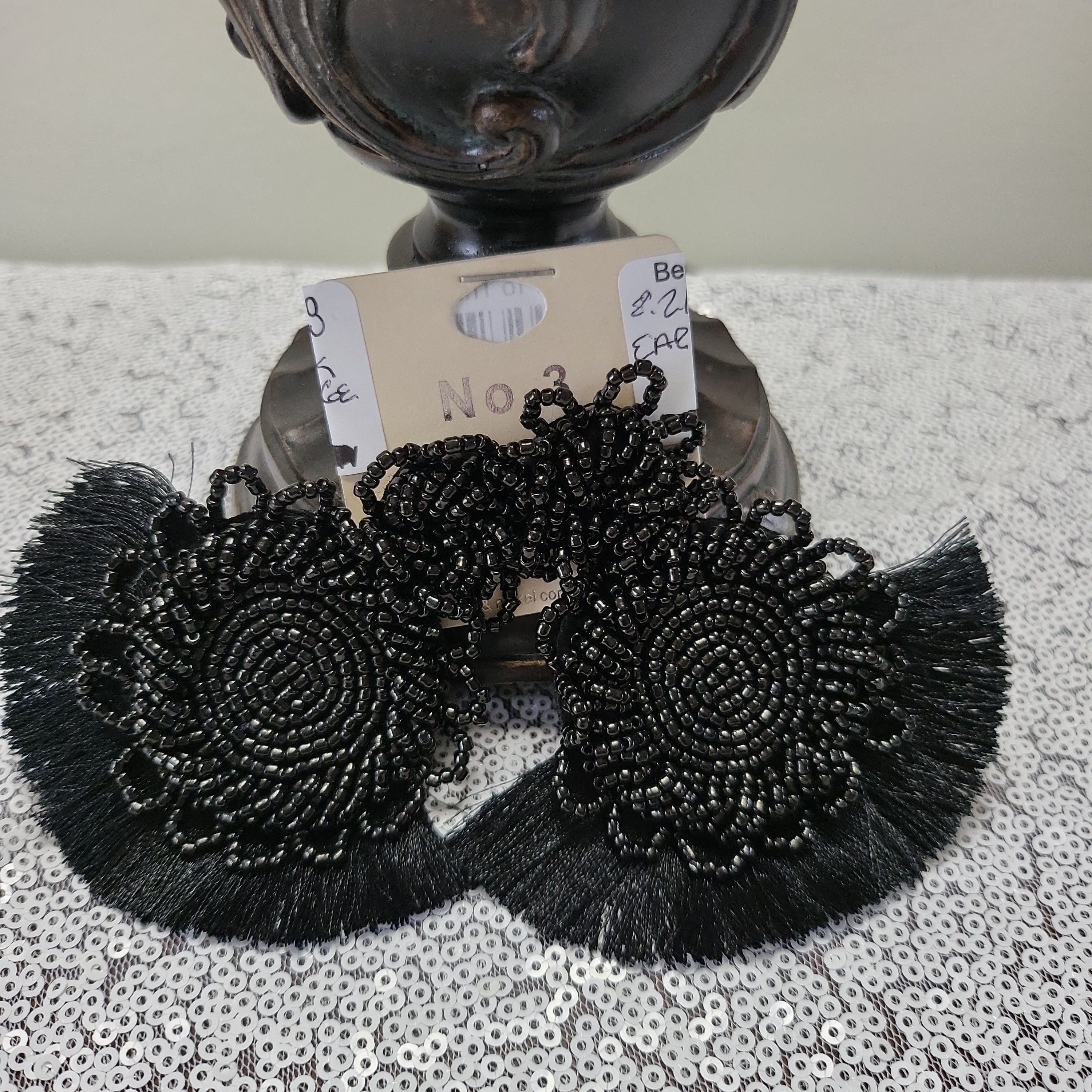 8.21.22 Earrings Black Fringe NEW