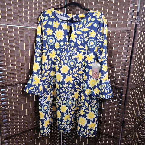 10.19.22 Beige XL Blue Yellow Floral NEW