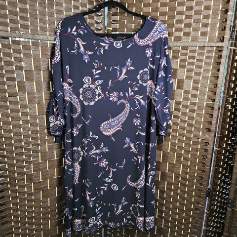 11.3.22 EST1946 XL Navy Paisley Floral Dress NEW