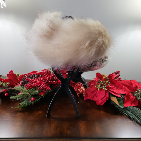 12.1.22  Rabbit Fur Hat Crm w/Brn OSFM NEW