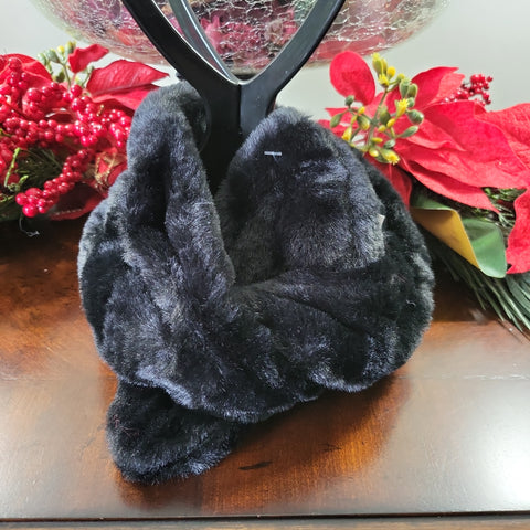 11.30.22 Rabbit Fur Neck Scarf Tie Black OSFM NEW