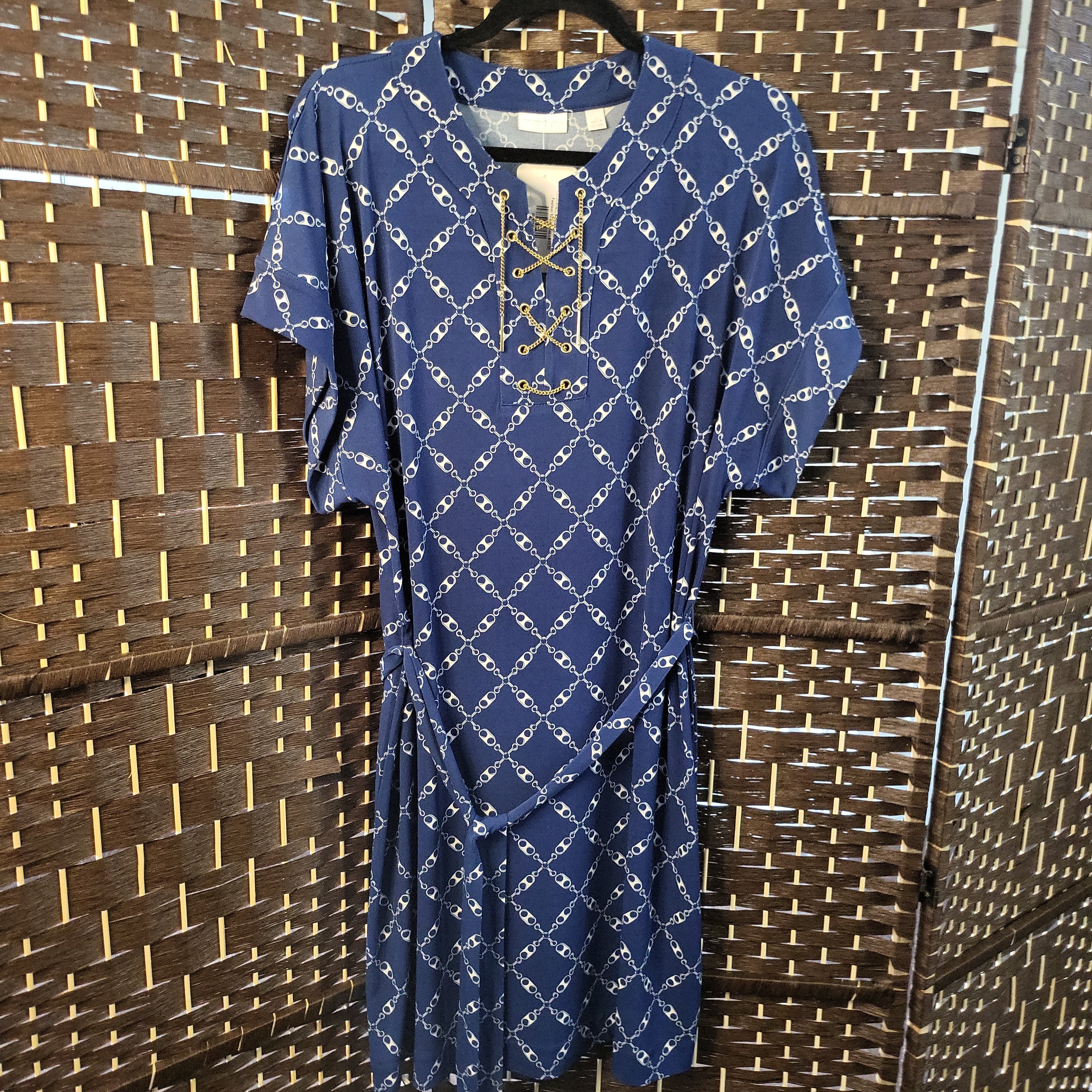 1.27.23 NY&Co (L) Blue w/White Chains Dress – FTTMax